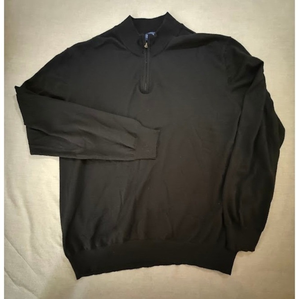 Joseph & Lyman Mens Black 1/4 Zip Wool‎ Knit Sweater Pullover Top XL